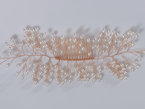 Women Prom dance headpiece Bride wedding Hair Styling Gold Pearl Comb Pin