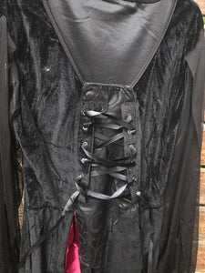 Women Party Fancy Halloween Costume Black Red Collar Witches Vampire Long Dress
