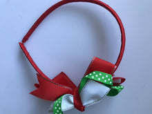 Children Girl Kids Red Green Ribbon Bow Christmas Xmas Hair head Headband Hoop