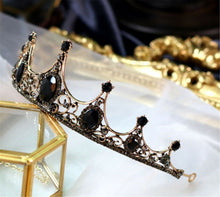 Women Retro Black Crystal Bronze Halloween Party Hair Headband Crown Tiara