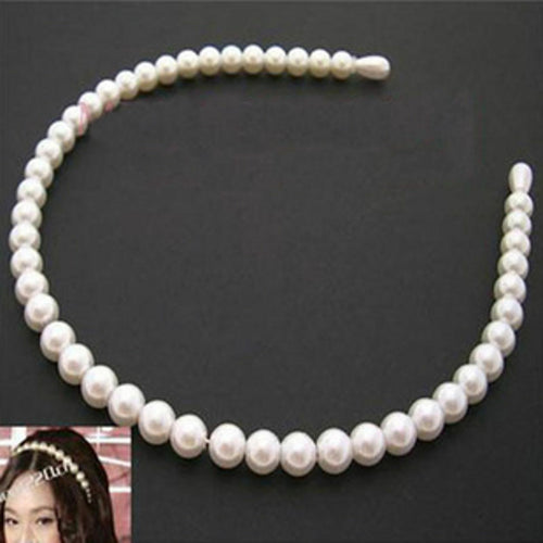 Women Lady Girl Simple Faux Pearl Beads Hair Band Head Band Party Tiara GIFT