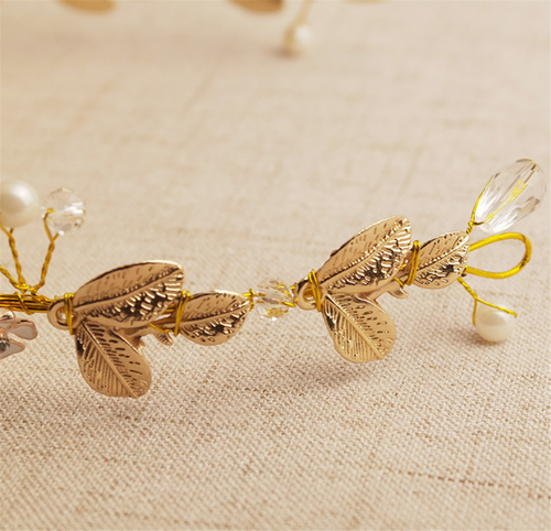 Women Girl Retro Party Gold Color flower Hair head Headband Crown Tiara Garland