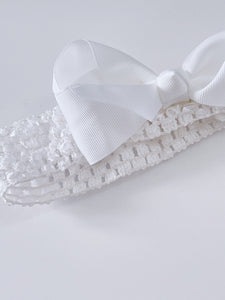 Girl Baby Shower grosgrain Bow Pure White Birthday Party Hair head Headband