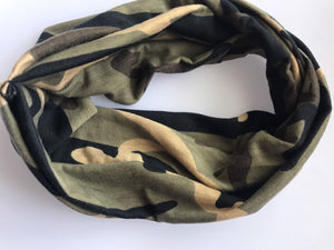 Women Lady Green Army Camo camouflage Cross Elastic Headband Hair Band bandana