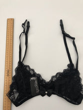 Women Lady Black Sexy Lace Open crotch panties suspender open bra Lingerie set