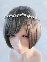 Women wedding Bride Silver Color leaf slim simple boho Hair Head band Hairpiece