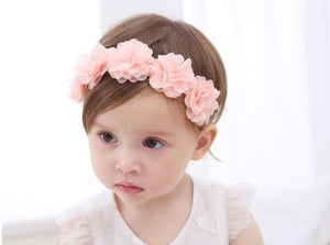 Baby birthday Girl Kid BOHO Pink chiffon Flower Elastic Hair head band Headband