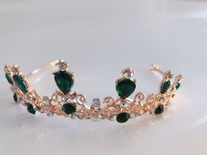 Children Kids Girls Princess Emerald Green Crystal Tiara Crown Hair Headband