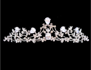 Women Bride wedding Party Rhinestone Silver white Zircon Crystal Tiara Crown