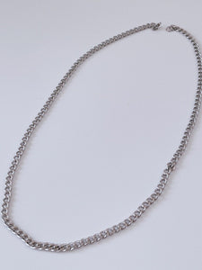 Men silver color Stainless steel Titanium plated Flat Thick Chain Necklace 55cm