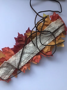 Women Girl Autumn Maple Leaf tree Orange Hair Headband crown Prop Garland band