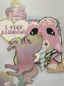 Girl Kids rainbow Unicorn pony Birthday Party Selfie Photo Booth Prop Game Sign