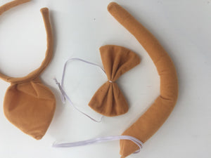 Women Kid Child Kangaroo Wallaby Costume Ear tail Party Hair head band Prop set