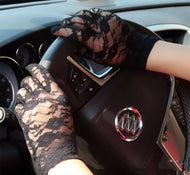 Women Lady Black White Opera Hen's night Lace Fancy Party short Costume Gloves BLACK