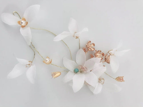 Women Pure White Flower Wedding Bride Party Side Hair Head Clip Race Fascinator