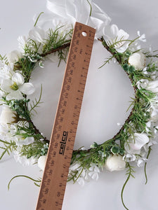 Women White Flower Girls Greenery Halo Garden Party Hair Headband Crown Garland