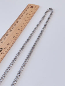 Men silver color Stainless steel Titanium plated Flat Thick Chain Necklace 55cm