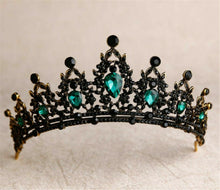 Women Black Green crystal Witch Halloween Queen Party Hair Headband Crown Tiara