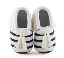 Baby Girls Children Kids White Black Stripe Sailor Tasseled Crib Dress Shoes