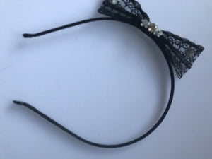 Women Girl Black Lace Cute Side Bow Party Hair Headband band Hoop Fascinator