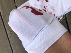 Women Halloween Party Horror Blood Splatter White Long Socks Tights stockings