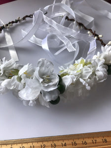 Women wedding White Flower bride Party Hair Headband Crown Prop Garland Wreath