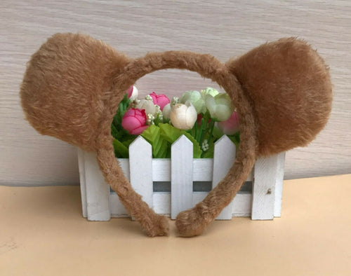 Women Girl Boy Kid Fluffy Brown Bear Ear Costume party hair band Headband