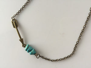 Women lady boho bohemian turquoise Love Arrow Arm band Bracelet Chain harness