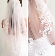 Women Pure white Bride Wedding Wedding Embroidery lace Hair head Veil WITH COMB