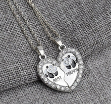 Girl Heart Split Jigsaw BFF Best Friend Panda Necklace Bestie Friendship Gift