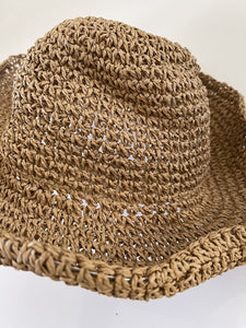 Women Khaki Brown Medium Brim Holiday Summer Beach Straw Floppy Sun Hat