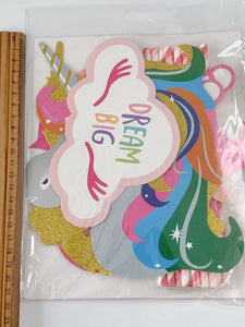 Girl Kids Unicorn pony rainbow Birthday Party Selfie Photo Booth Prop Game Signs