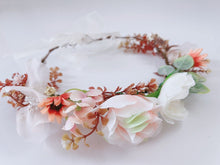 Women Beige Pink flower Girl Bride wedding Party hair Headband Garland Tiara