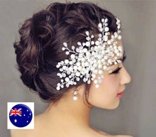 Women Party Prom dance headpiece Bride wedding Pearl Comb hair Head accessory