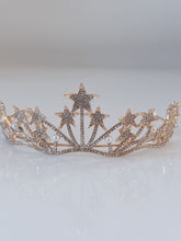 Women Stunning Star Crystal Rhinestone Rose Gold Color Party Hair Tiara Crown
