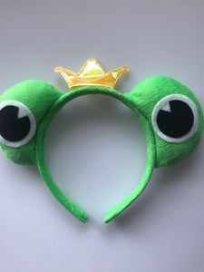 Lady Girl Boy Kids Green Frog crown hair head headband band hoop party PROP