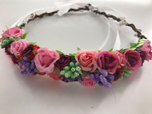 Women Pink flower Girl child Bride Party Hair Floral Headband Prop Garland lace