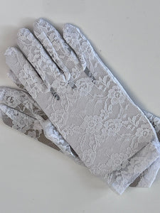 Flower Girl Children Party Dance Prom Ball Costume SHORT White Lace Gloves 3-10Y