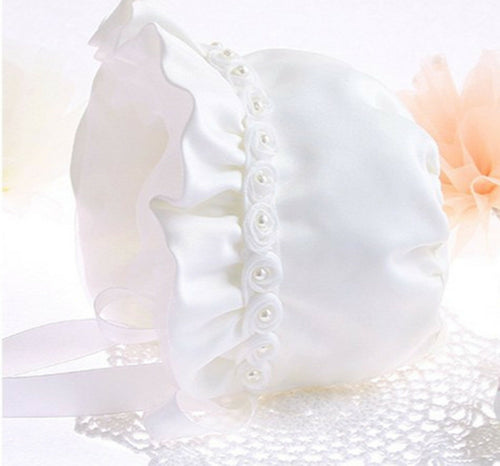 Baby Shower kid Girl Princess Christening creamy White hat beanie cap Bonnet