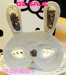 Women Girl Sequined Easter Bunny Rabbit Costume Party Fancy Dance Eye Face Mask