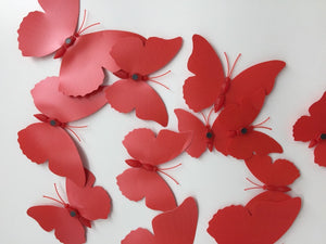 12PC Christmas Wedding Red Butterfly Party Magnetic Home Decorations