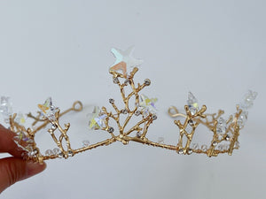 Women Girl Gold Wedding Party Hair Star Crystal Headband Crown Tiara Hairpiece