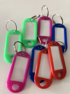 8x Plastic Travel Luggage School bag Name ID Badge Tag Small Label Key Rings AU