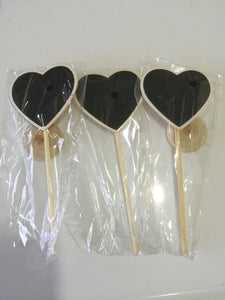 3x Wedding love Party mini Wooden Heart blackboard Chalkboard Stand Placecard