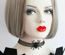 Women retro Halloween Gothic Black Witches Spider Net choker Short Necklace