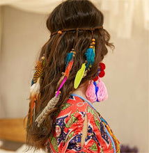 Women BOHO Synth suede Colorful Feather Braided Beach Hair head band Headband