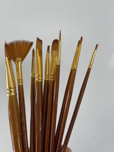 10PC Wooden Artist Paint Brush Set - Acrylic, Watercolor & Oil Painting