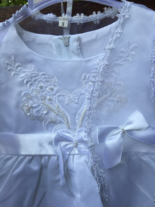 Baby Girl Christening Baptism Dress Set with Bonnet – White Lace Gown
