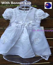 Baby Girl Christening Baptism Dress Set with Bonnet – White Lace Gown