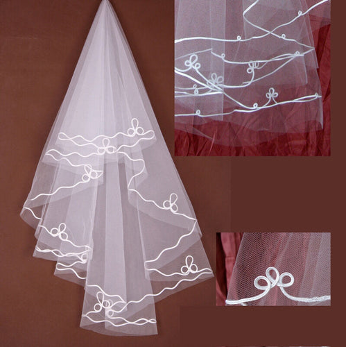 Women Lady Trim White Bride Bridal Wedding 1.5m head hair Veil Accessory no Comb